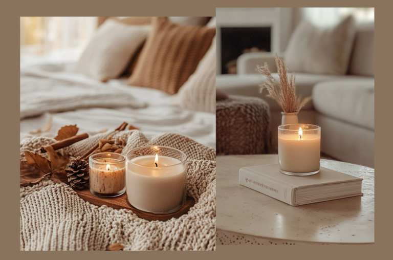 Velas artesanais passo a passo. Imagem de vela aromática acesa em ambiente aconchegante.